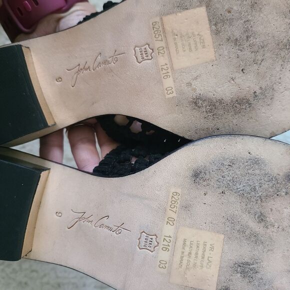 VC John Camuto Lazer Black Leather Knotted Mule Sandals sz 9 - Picture 5 of 7